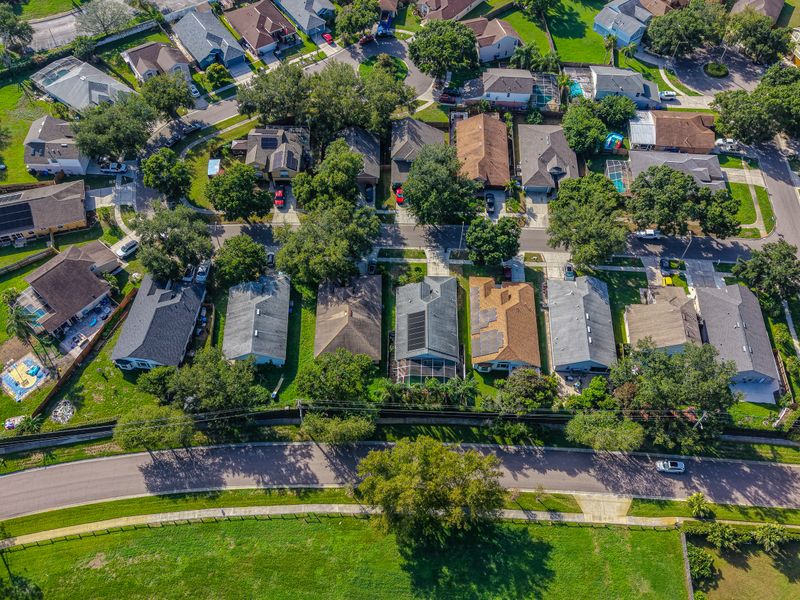 Aerial view of a residential neighborhood in Port Charlotte